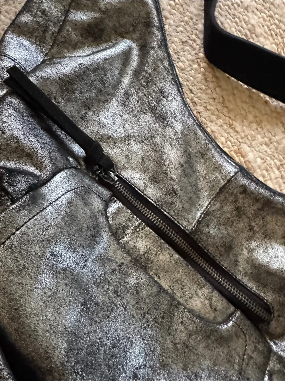 We The Free Shimmery Silver Crescent Shoulder Bag